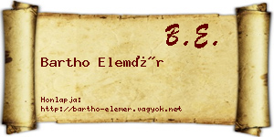 Bartho Elemér névjegykártya